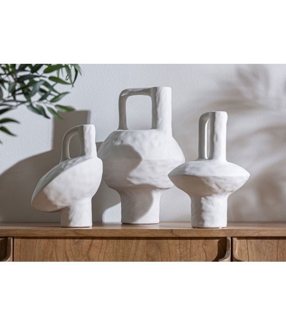 JARRON 19 Ø X 27 BEQUER CERAMICA BLANCA