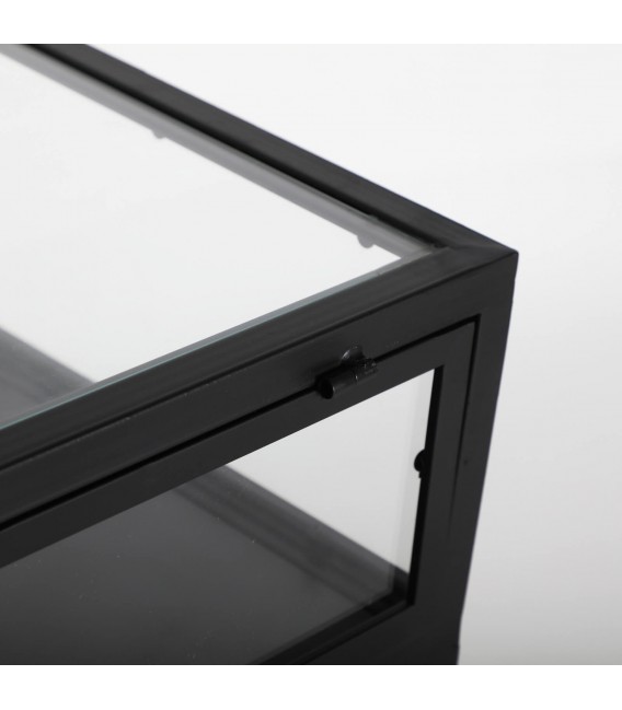 CONSOLA VITRINA 100 X 35 X 80 KIRLA METAL NEGRO Y CRISTAL