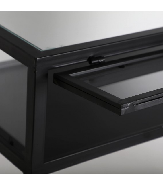 CONSOLA VITRINA 100 X 35 X 80 KIRLA METAL NEGRO Y CRISTAL