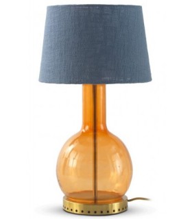 LAMPARA DE SOBREMESA 30 Ø X 56 TUNICIA CRISTAL NARANJA TEXTIL AZUL