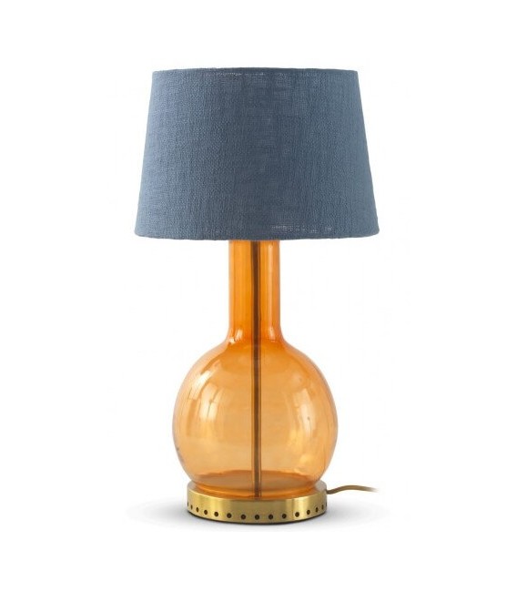 LAMPARA DE SOBREMESA 30 Ø X 56 TUNICIA CRISTAL NARANJA TEXTIL AZUL