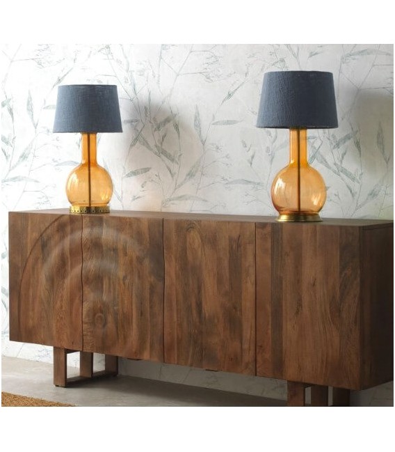 LAMPARA DE SOBREMESA 30 Ø X 56 TUNICIA CRISTAL NARANJA TEXTIL AZUL