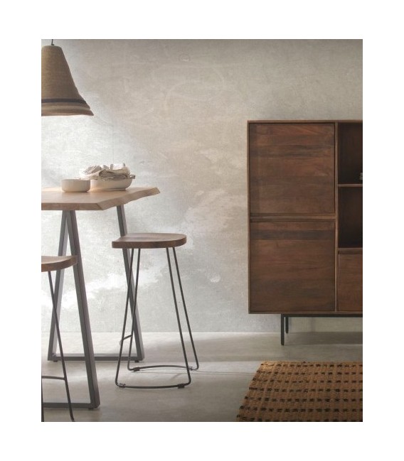 TABURETE 40 X 35 X 76 LOLIO MADERA NATURAL METAL NEGRO