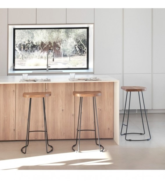 TABURETE 40 X 35 X 76 LOLIO MADERA NATURAL METAL NEGRO