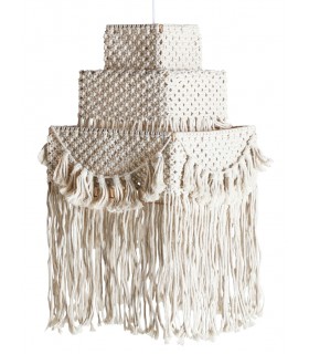 LAMPARA DE TECHO 34 X 34 X 41 MACRAME ALGODON BLANCO
