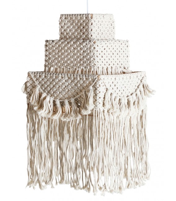 LAMPARA DE TECHO 34 X 34 X 41 MACRAME ALGODON BLANCO