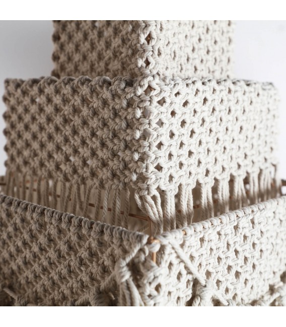 LAMPARA DE TECHO 34 X 34 X 41 MACRAME ALGODON BLANCO
