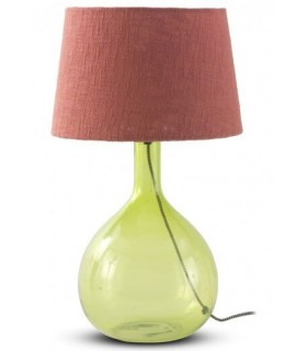 LAMPARA DE SOBREMESA 30 Ø X 53 CARES CRISTAL VERDE TEXTIL TEJA