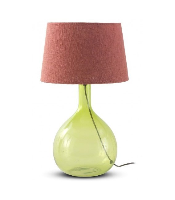 LAMPARA DE SOBREMESA 30 Ø X 53 CARES CRISTAL VERDE TEXTIL TEJA