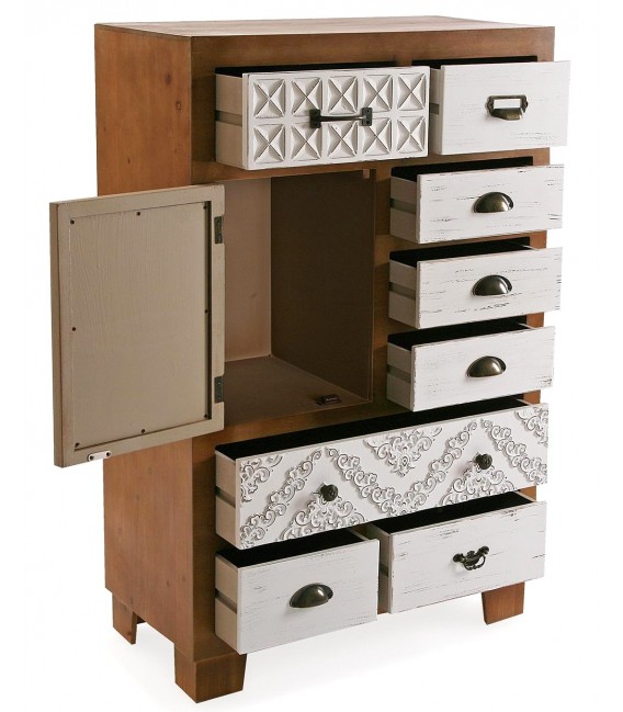 SINFONIER 70 X 35 X 110 SHELMA MADERA NATURAL Y BLANCO