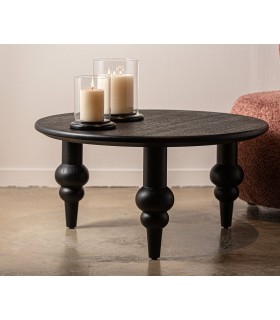 MESA DE CENTRO 80 Ø X 40 CRASIK MADERA TEÑIDA COLOR NEGRO