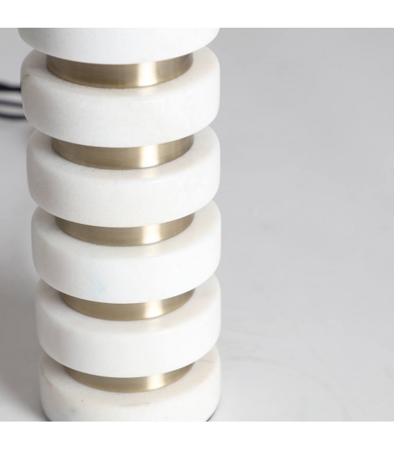 LAMPARA DE SOBREMESA 38 Ø X 68 NURIA MARMOL BLANCO METAL DORADO