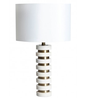 LAMPARA DE SOBREMESA 38 Ø X 68 NURIA MARMOL BLANCO METAL DORADO