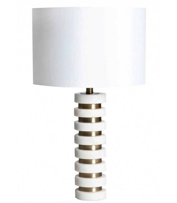 LAMPARA DE SOBREMESA 38 Ø X 68 NURIA MARMOL BLANCO METAL DORADO