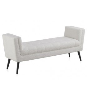 BANCO PIE DE CAMA 150 X 43 X 60 NAUTILUS BOUCLE BLANCO MADERA NEGRA
