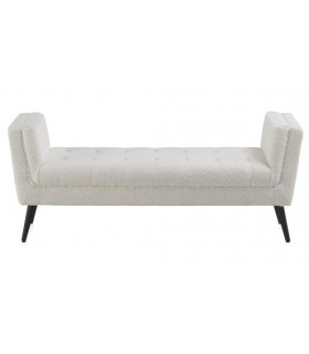 BANCO PIE DE CAMA 150 X 43 X 60 NAUTILUS BOUCLE BLANCO MADERA NEGRA