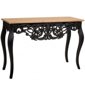 CONSOLA 110 X 40 X 77 VERTICE MADERA TALLADA NEGRO Y NATURAL