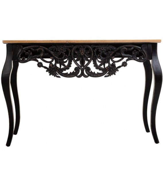 CONSOLA 110 X 40 X 77 VERTICE MADERA TALLADA NEGRO Y NATURAL