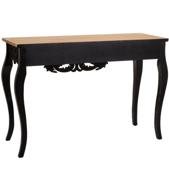 CONSOLA 110 X 40 X 77 VERTICE MADERA TALLADA NEGRO Y NATURAL
