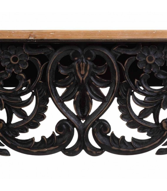 CONSOLA 110 X 40 X 77 VERTICE MADERA TALLADA NEGRO Y NATURAL