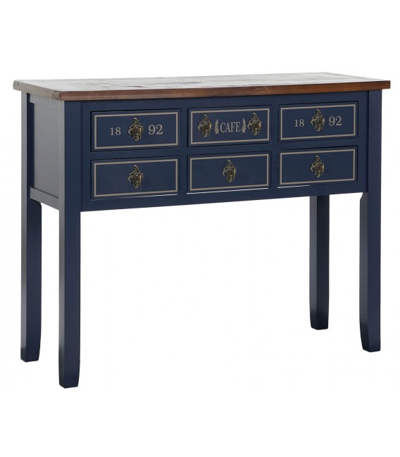 CONSOLA CALEDONIA 103 X 35 X 80 MADERA AZUL Y CAOBA