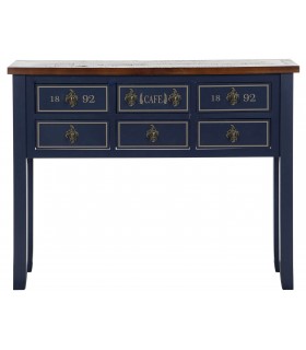 CONSOLA CALEDONIA 103 X 35 X 80 MADERA AZUL Y CAOBA