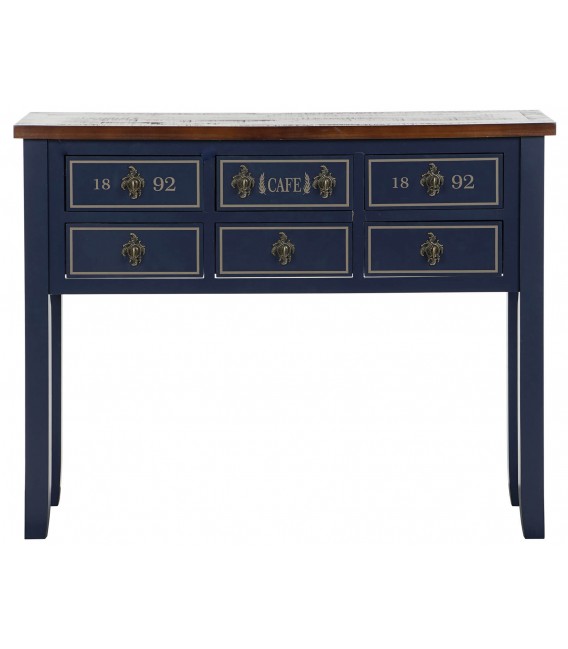 CONSOLA CALEDONIA 103 X 35 X 80 MADERA AZUL Y CAOBA