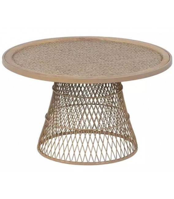 MESA DE CENTRO 70 Ø X 40 CATANIA RATAN Y METAL NATURAL