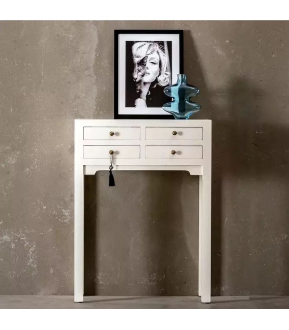 CONSOLA 63 X 26 X 85 CHURCA MADERA LACADA EN BLANCO