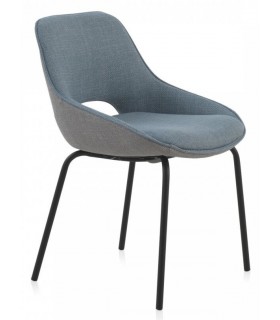 SILLA 54 X 50 X 75 PLUMA TAPIZADA GRIS Y AZUL METAL NEGRO