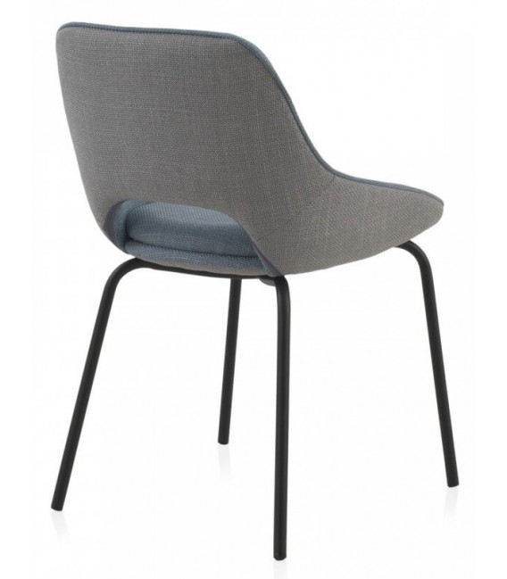 SILLA 54 X 50 X 75 PLUMA TAPIZADA GRIS Y AZUL METAL NEGRO