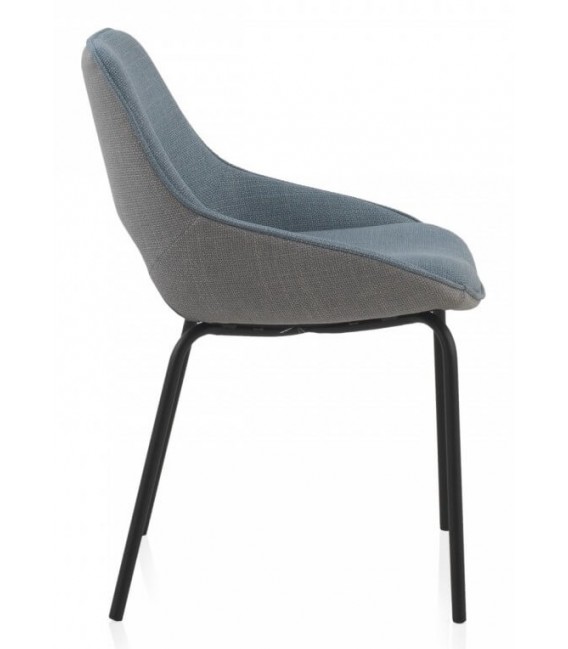 SILLA 54 X 50 X 75 PLUMA TAPIZADA GRIS Y AZUL METAL NEGRO