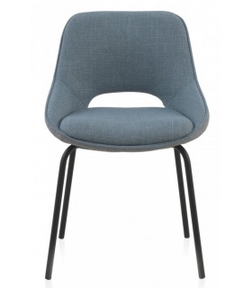 SILLA 54 X 50 X 75 PLUMA TAPIZADA GRIS Y AZUL METAL NEGRO
