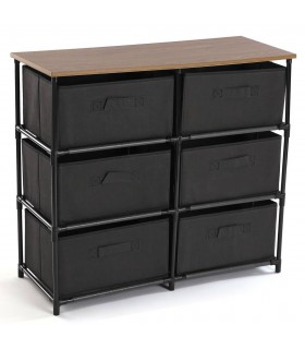 CAJONERA DE BAÑO 76 X 30 X 68 DUCHA METAL NEGRO MADERA Y TELA  NEGRA