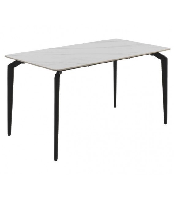 MESA DE COMEDOR 140 X 80 X 75 PRUSIA METAL NEGRO CERAMICA BLANCA