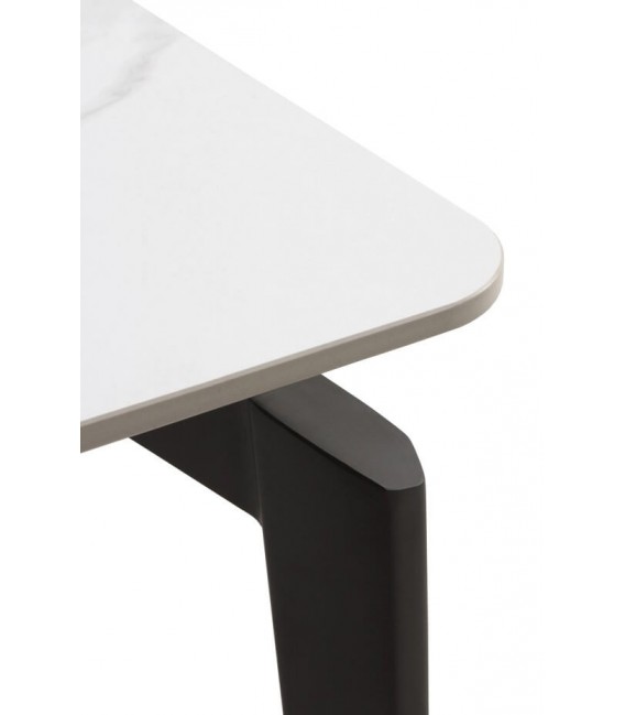 MESA DE COMEDOR 140 X 80 X 75 PRUSIA METAL NEGRO CERAMICA BLANCA
