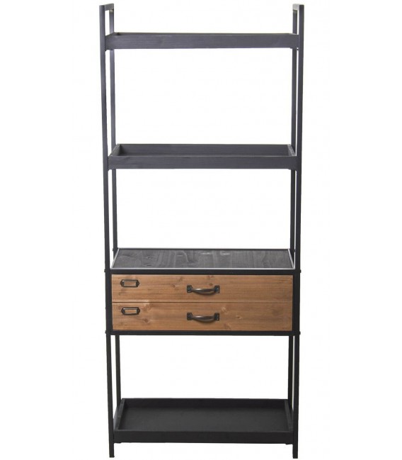 LIBRERIA 60 X 30 X 140 MALMUT MADERA NATURAL METAL NEGRO