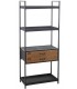 LIBRERIA 60 X 30 X 140 MALMUT MADERA NATURAL METAL NEGRO