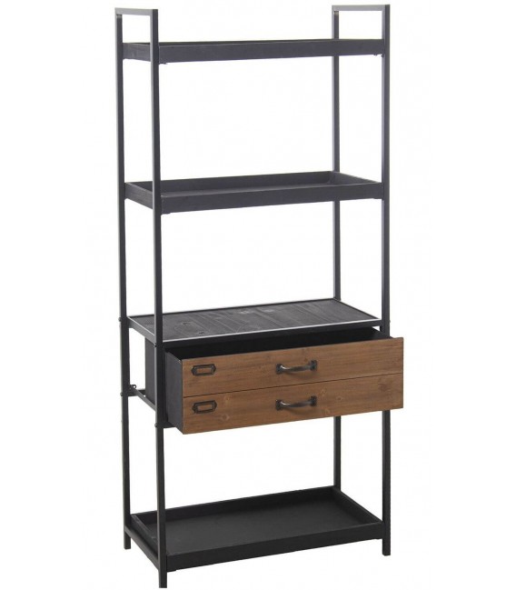 LIBRERIA 60 X 30 X 140 MALMUT MADERA NATURAL METAL NEGRO