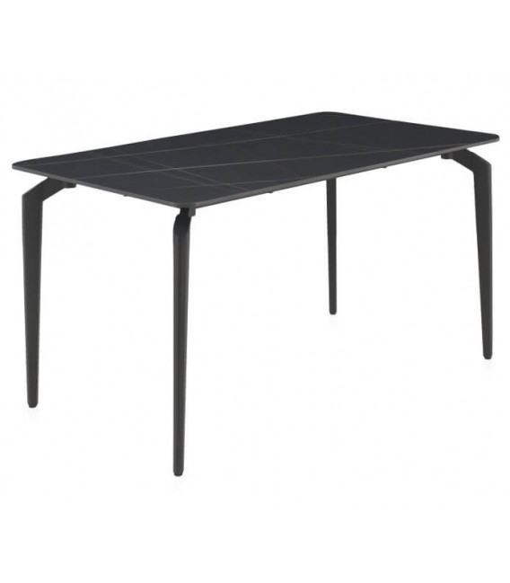 MESA DE COMEDOR 140 X 80 X 75 PRUSIA METAL NEGRO CERAMICA NEGRA
