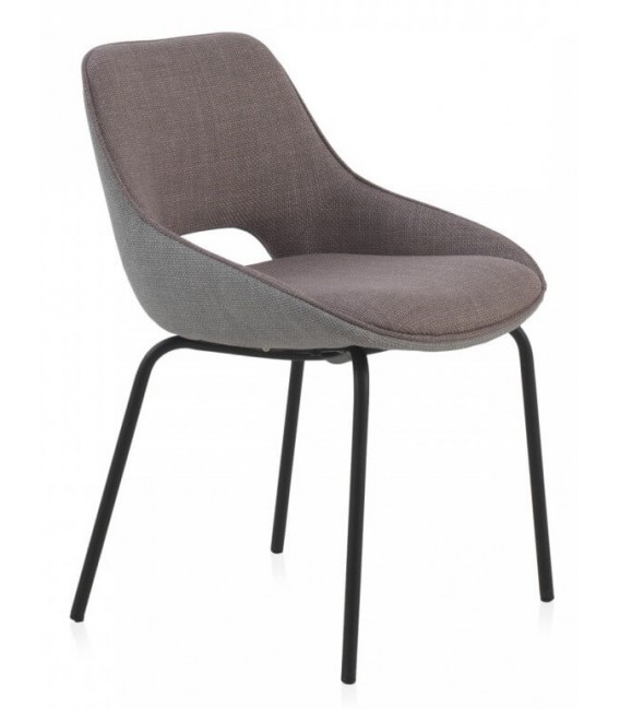 SILLA 54 X 50 X 75 PLUMA TAPIZADA GRIS Y MORADO METAL NEGRO