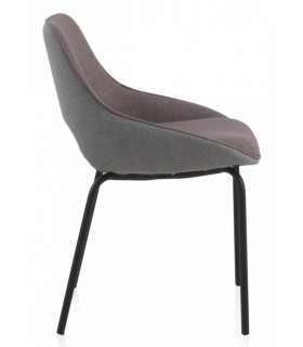 SILLA 54 X 50 X 75 PLUMA TAPIZADA GRIS Y MORADO METAL NEGRO