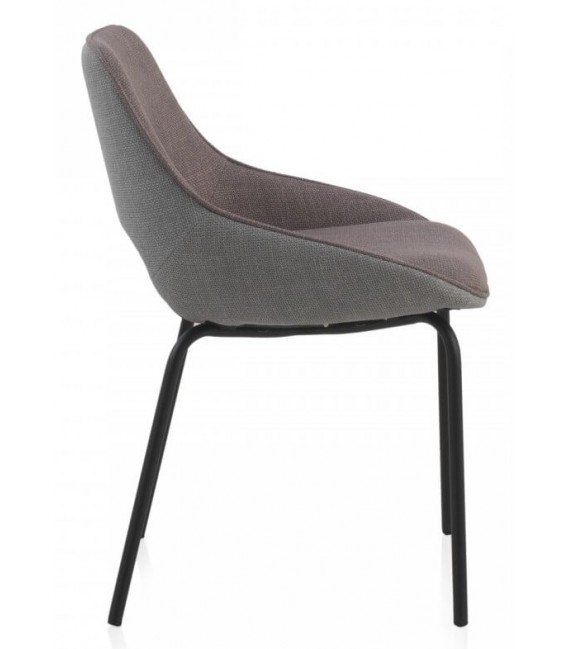 SILLA 54 X 50 X 75 PLUMA TAPIZADA GRIS Y MORADO METAL NEGRO