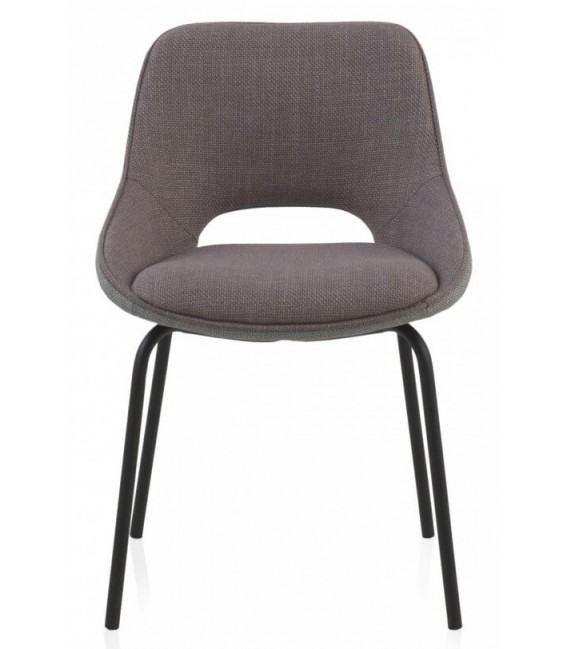 SILLA 54 X 50 X 75 PLUMA TAPIZADA GRIS Y MORADO METAL NEGRO