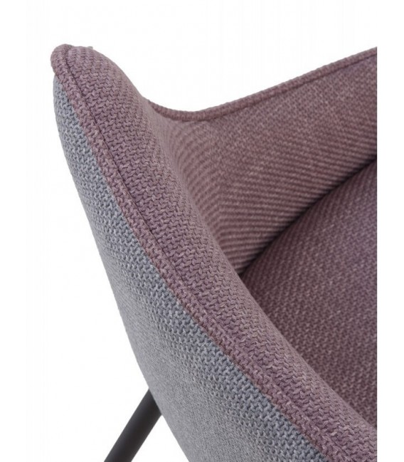 SILLA 54 X 50 X 75 PLUMA TAPIZADA GRIS Y MORADO METAL NEGRO