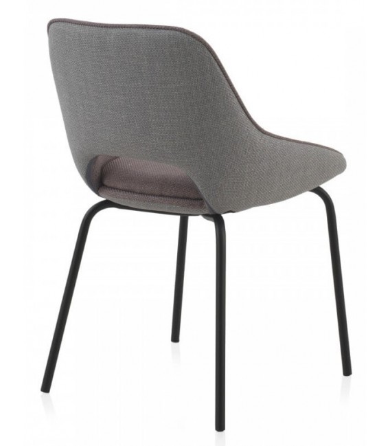 SILLA 54 X 50 X 75 PLUMA TAPIZADA GRIS Y MORADO METAL NEGRO