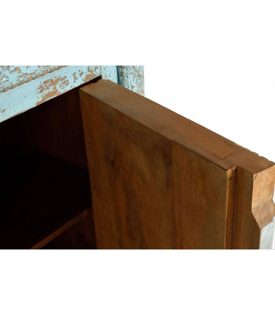 APARADOR 190 X 45 X 100 MABRILU MADERA TALLADA A MANO DECAPADA AZUL