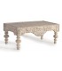 MESA DE CENTRO 110 X 60 X 46 TRENEO MADERA TALLADA BLANQUEADA