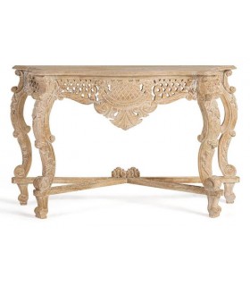 CONSOLA 120 X 42 X 76 UNIDA MADERA TALLADA PATINADA EN BLANCO