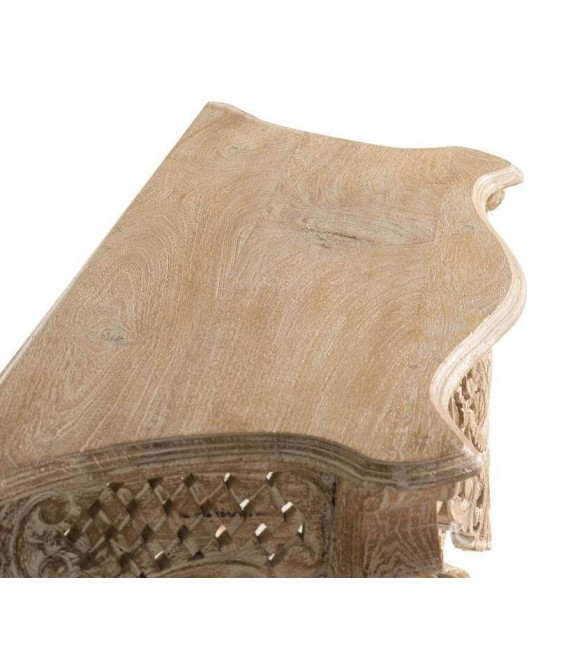 CONSOLA 120 X 42 X 76 UNIDA MADERA TALLADA PATINADA EN BLANCO